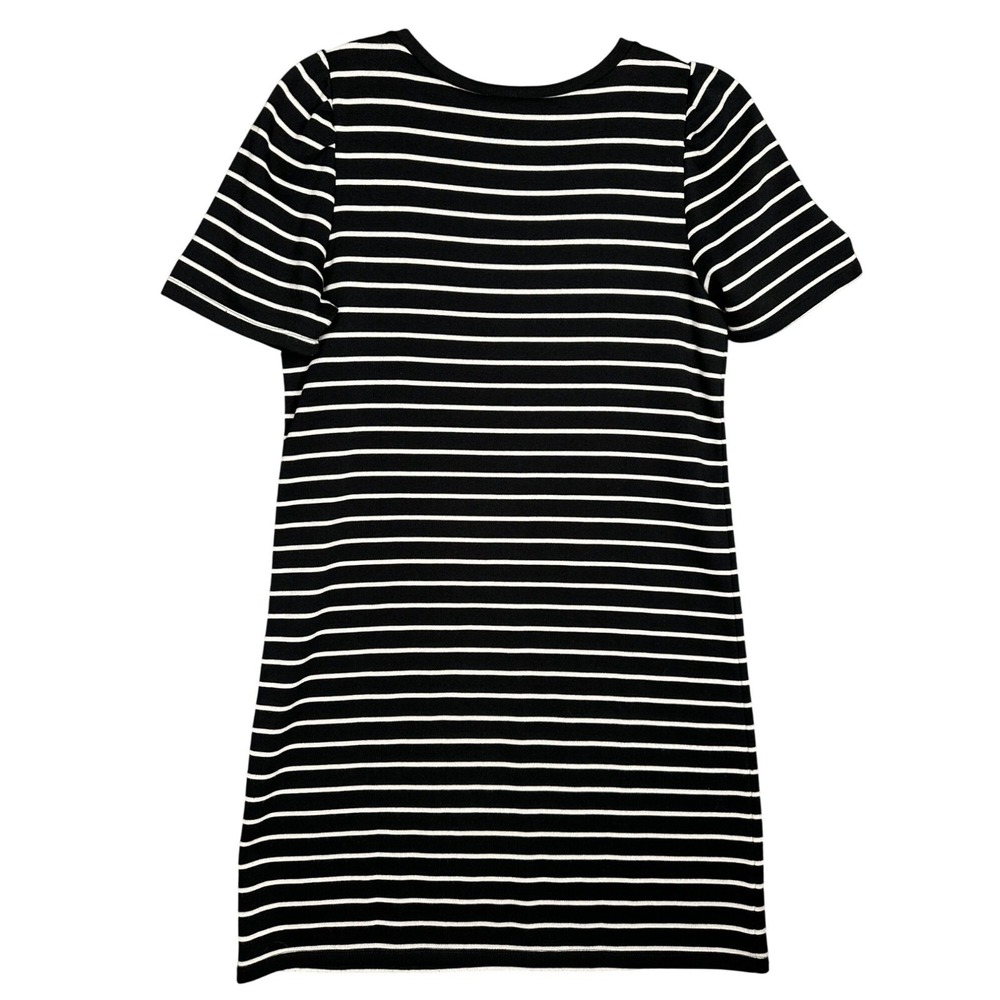 LOFT Black White Stripe Short Sleeve T Shirt‎ Dress Size M Preppy Old Money - Picture 3 of 7